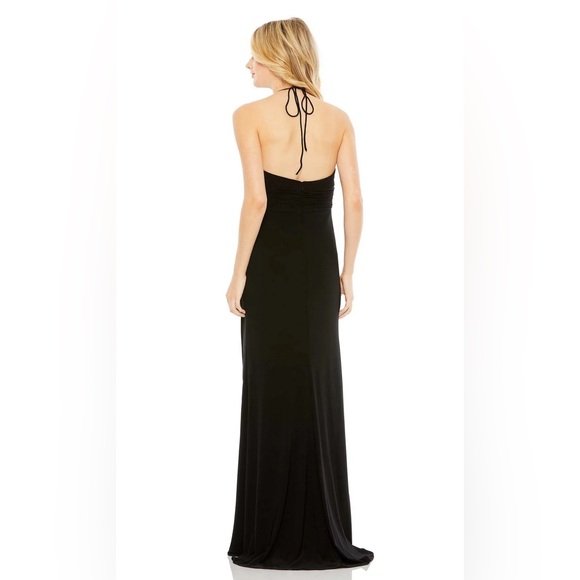 NWT $258 MAC DUGGAL BLACK FRONT KEYHOLE HALTER STRAP GOWN DRESS MAXI 68183 - Picture 3 of 5